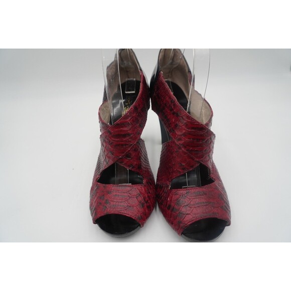 Michael Kors Berkley Red Snakeskin Crisscross Strap Open Toe Chic Heels Size 10 - Picture 2 of 7